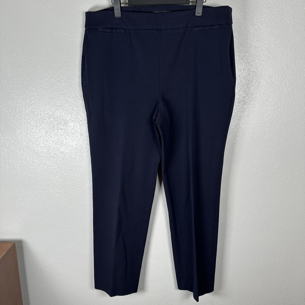 Talbots High Waist Straight Pants Womens 16 Navy Blue Office Career Trousers